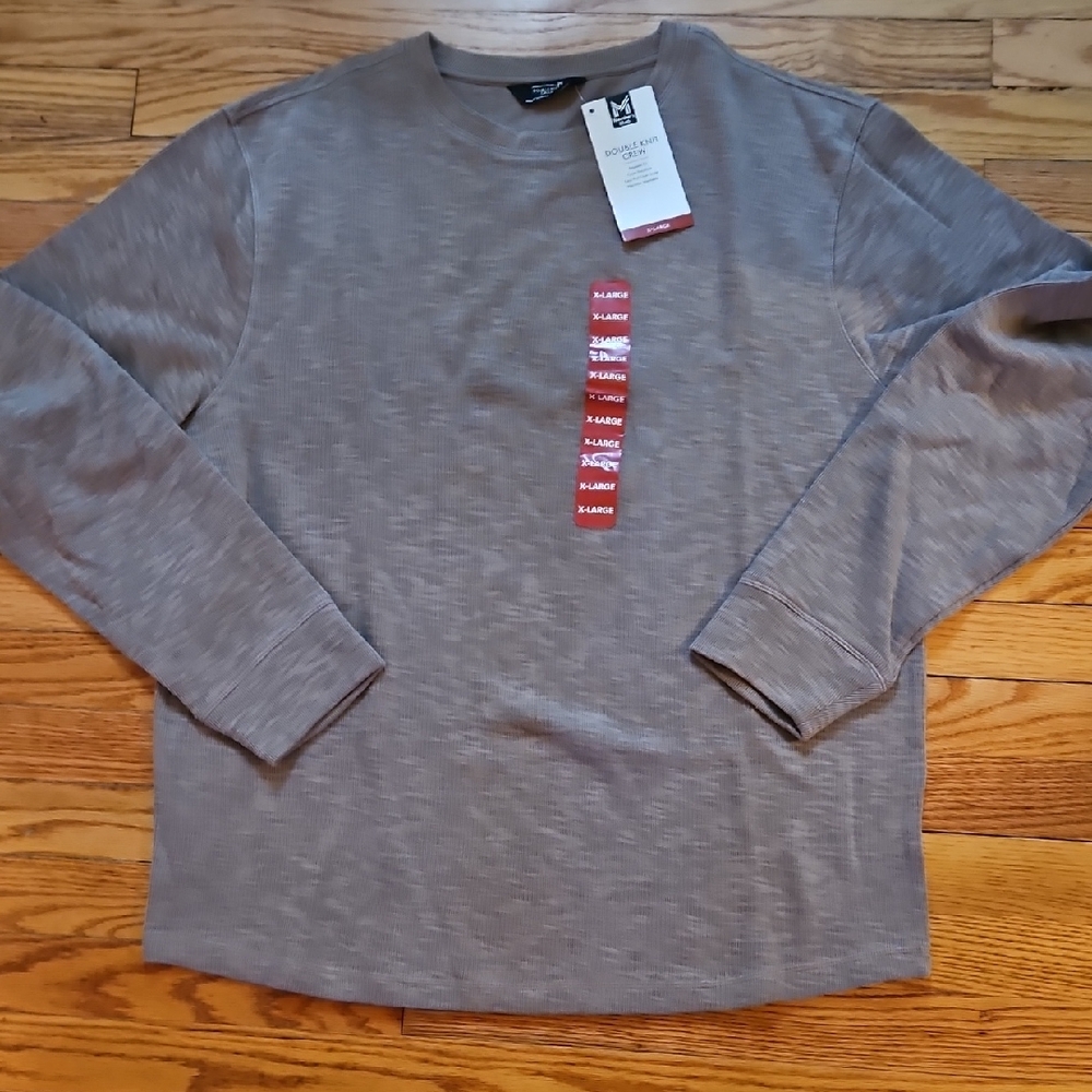Men's Long Sleeve Heather Gray Double Knit Crew